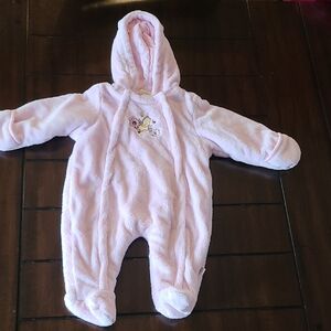 Disney Winnie The Pooh Pink Hooded Kids One Piece Snowsuit
